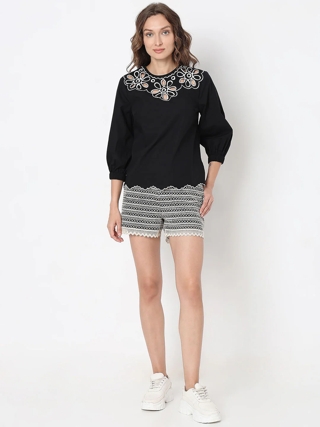 Black Floral Embroidered Top - Image 5