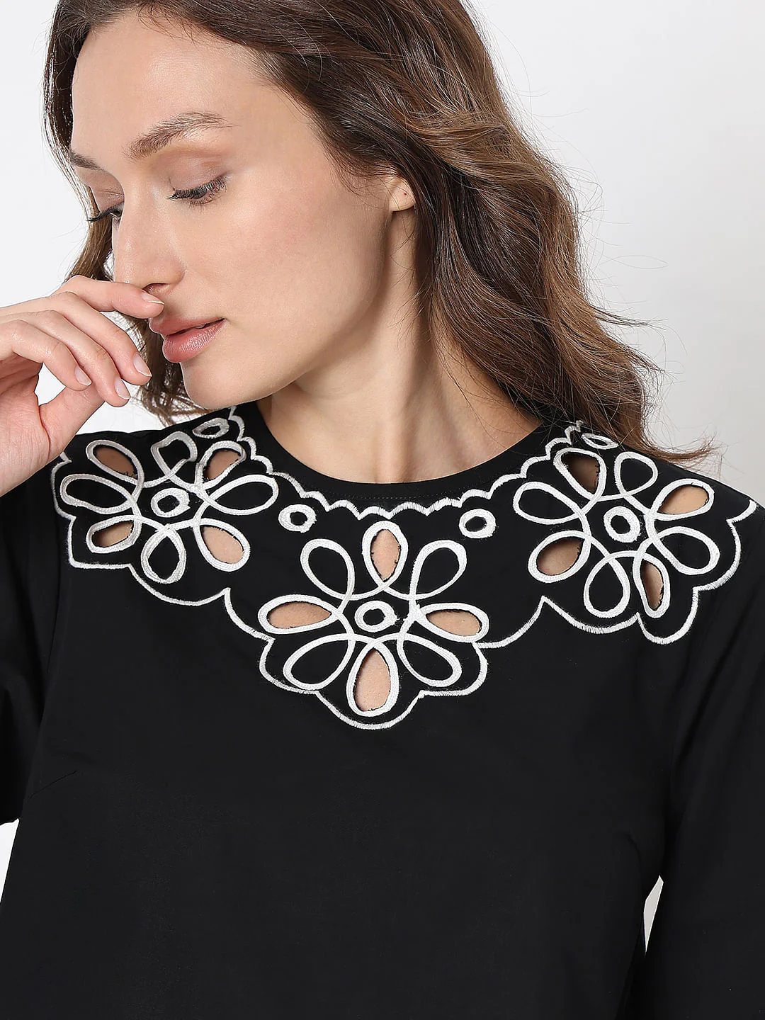 Black Floral Embroidered Top - Image 6
