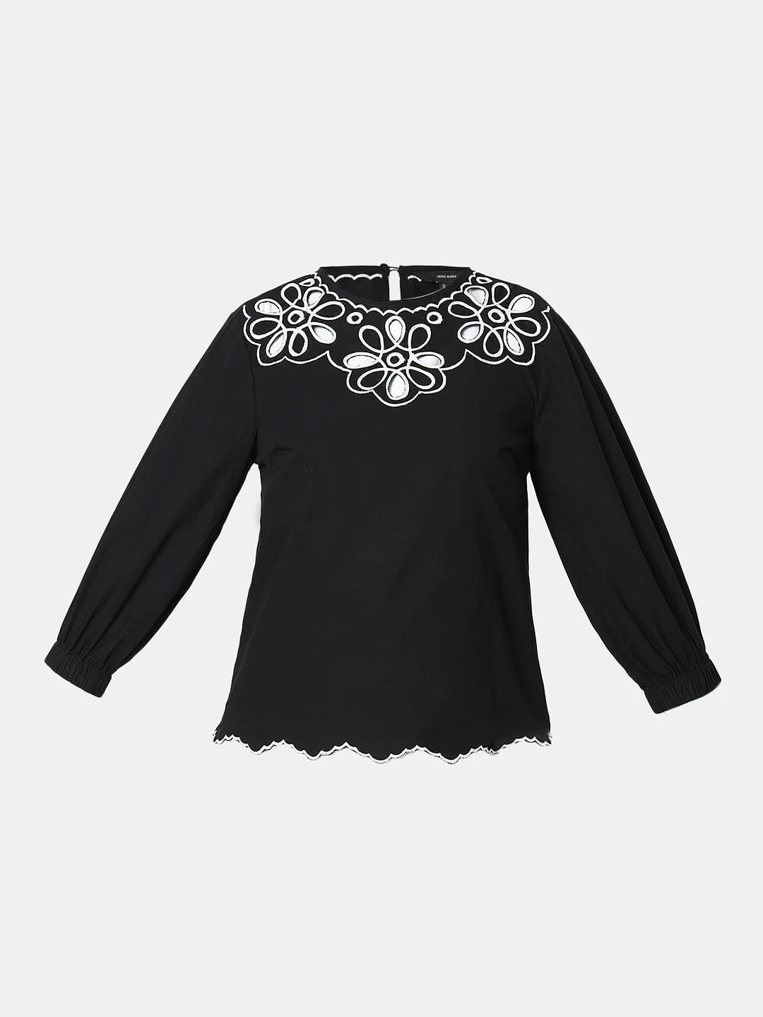 Black Floral Embroidered Top - Image 7