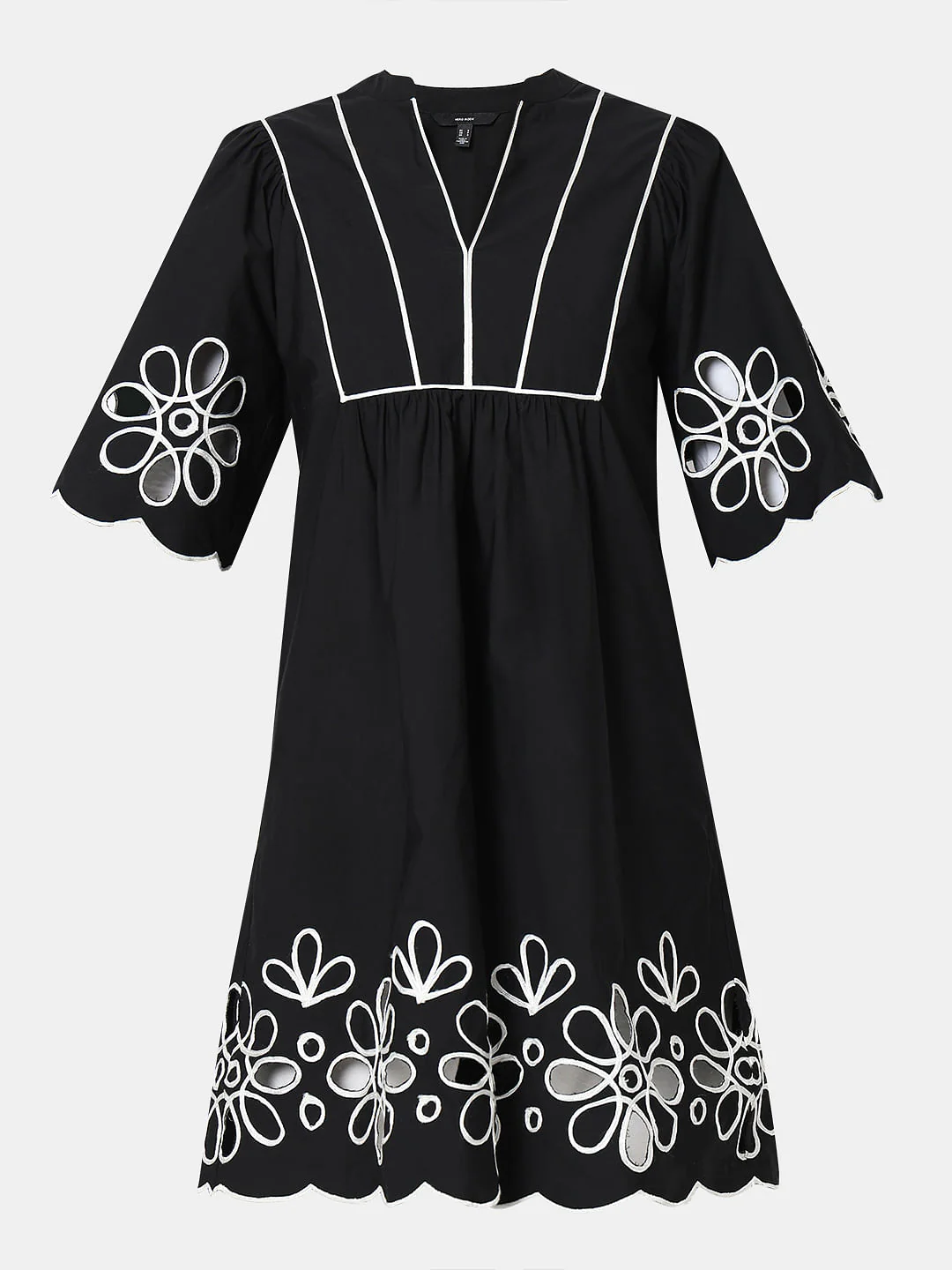 Black Floral Embroidered Shift Dress - Image 7