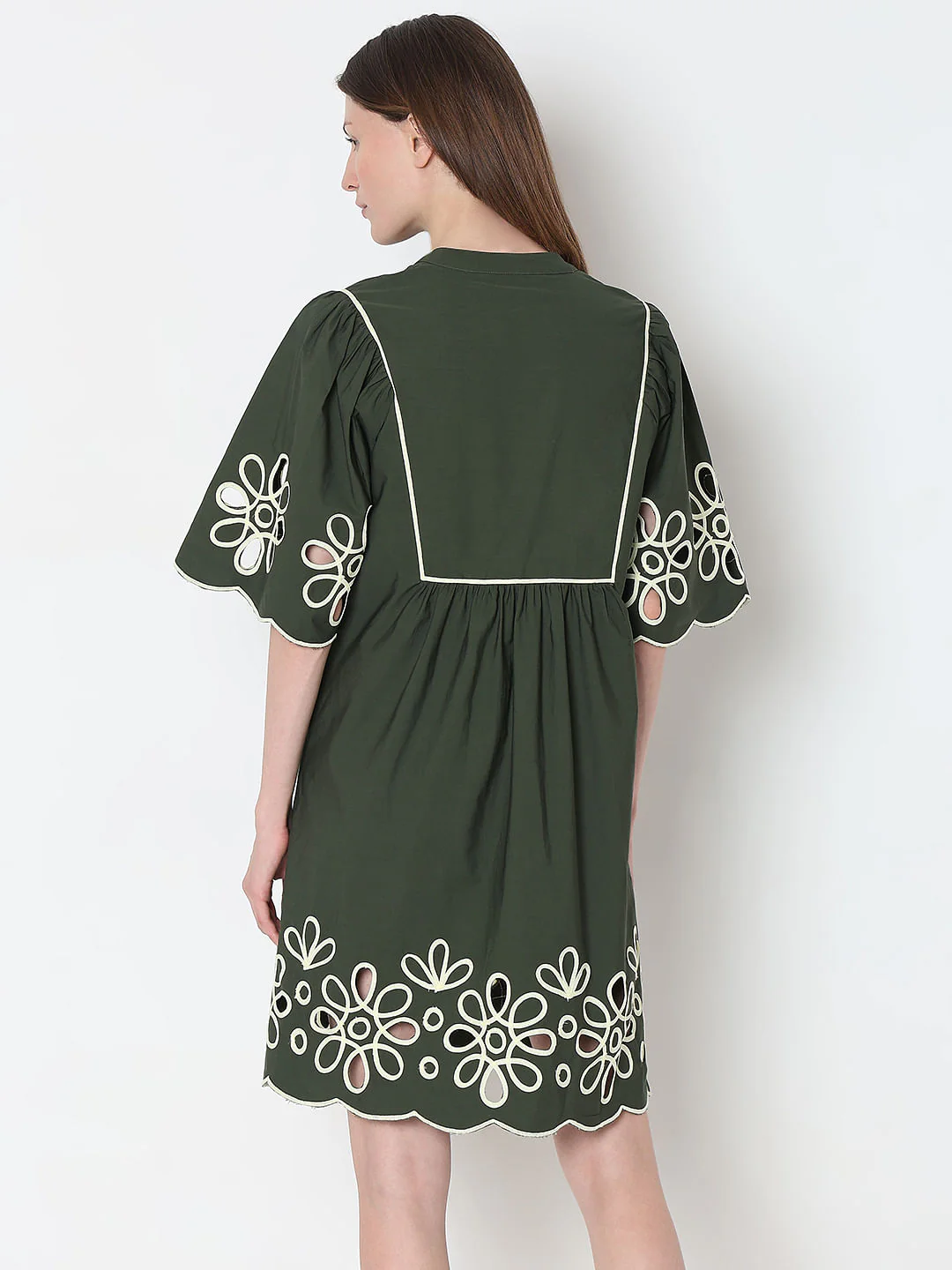 Green Contrast Piping Dress - Image 4