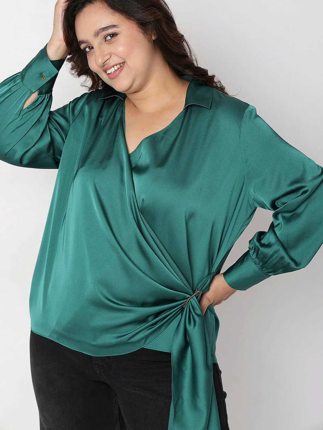 Curve Green Overlap Shirt - Image 6
