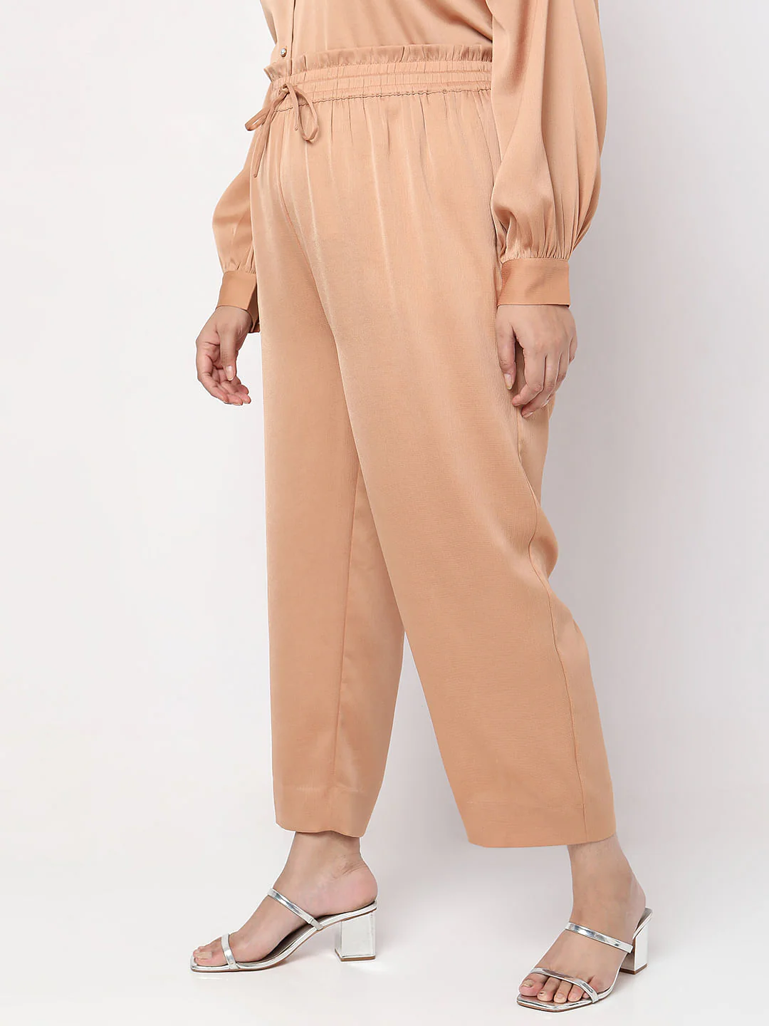 Curve Brown Wide Leg Co-Ord Pants - Image 3