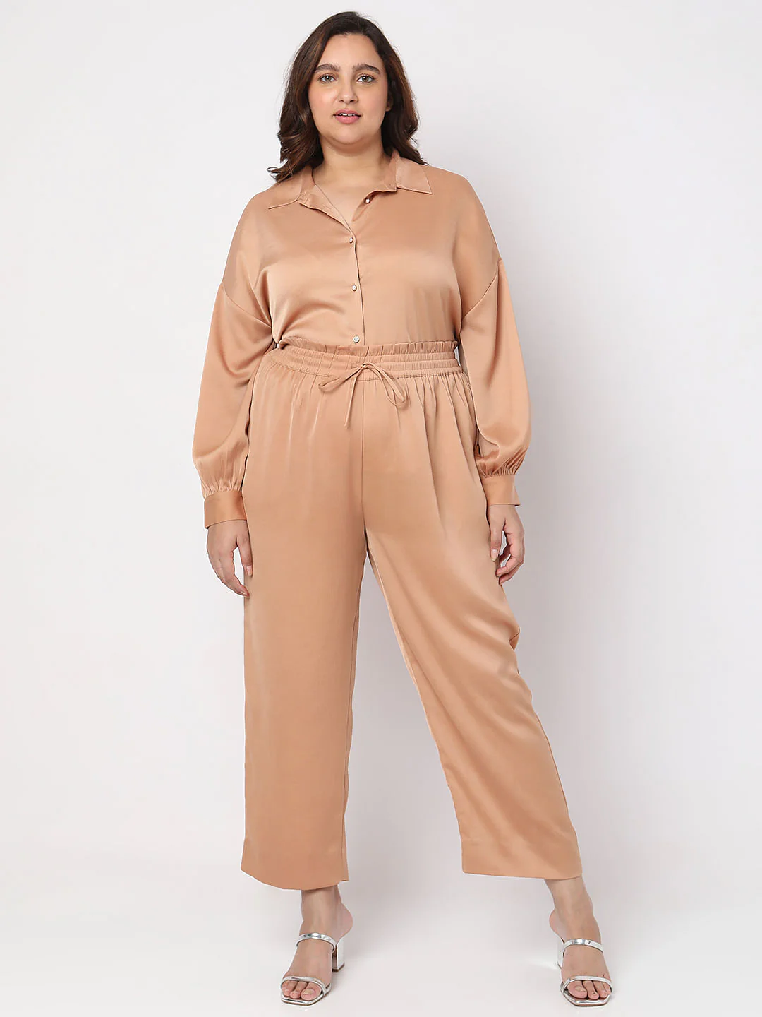 Curve Brown Wide Leg Co-Ord Pants - Image 6
