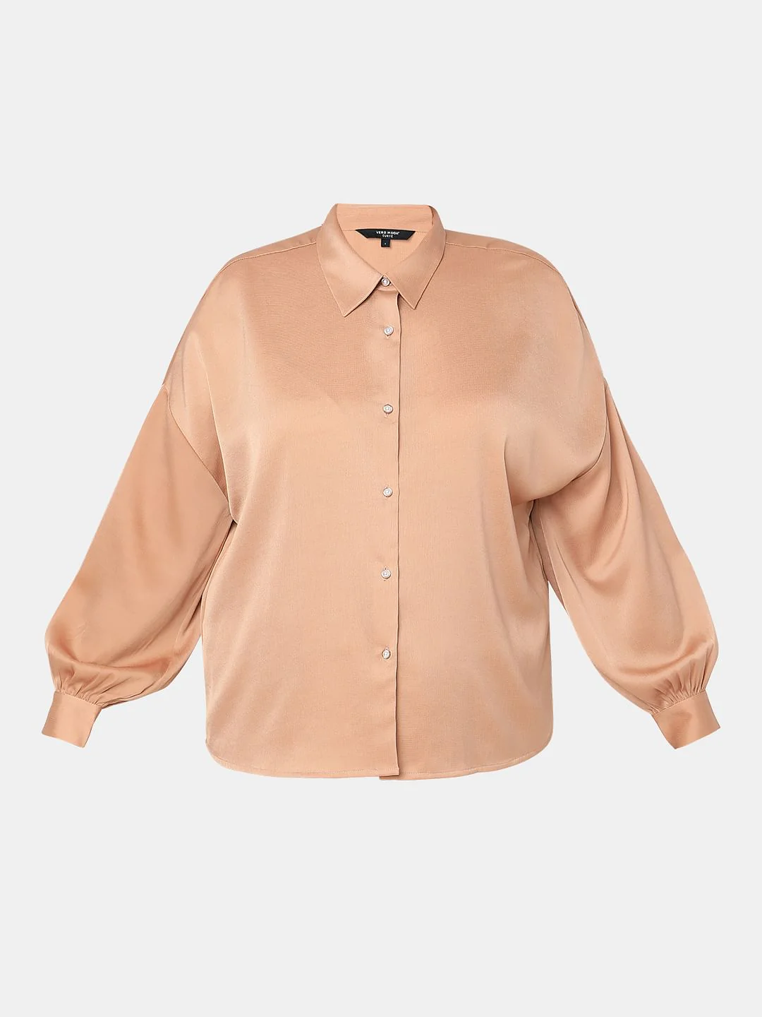 Curve Brown Satin Co-Ord Shirt - Image 7