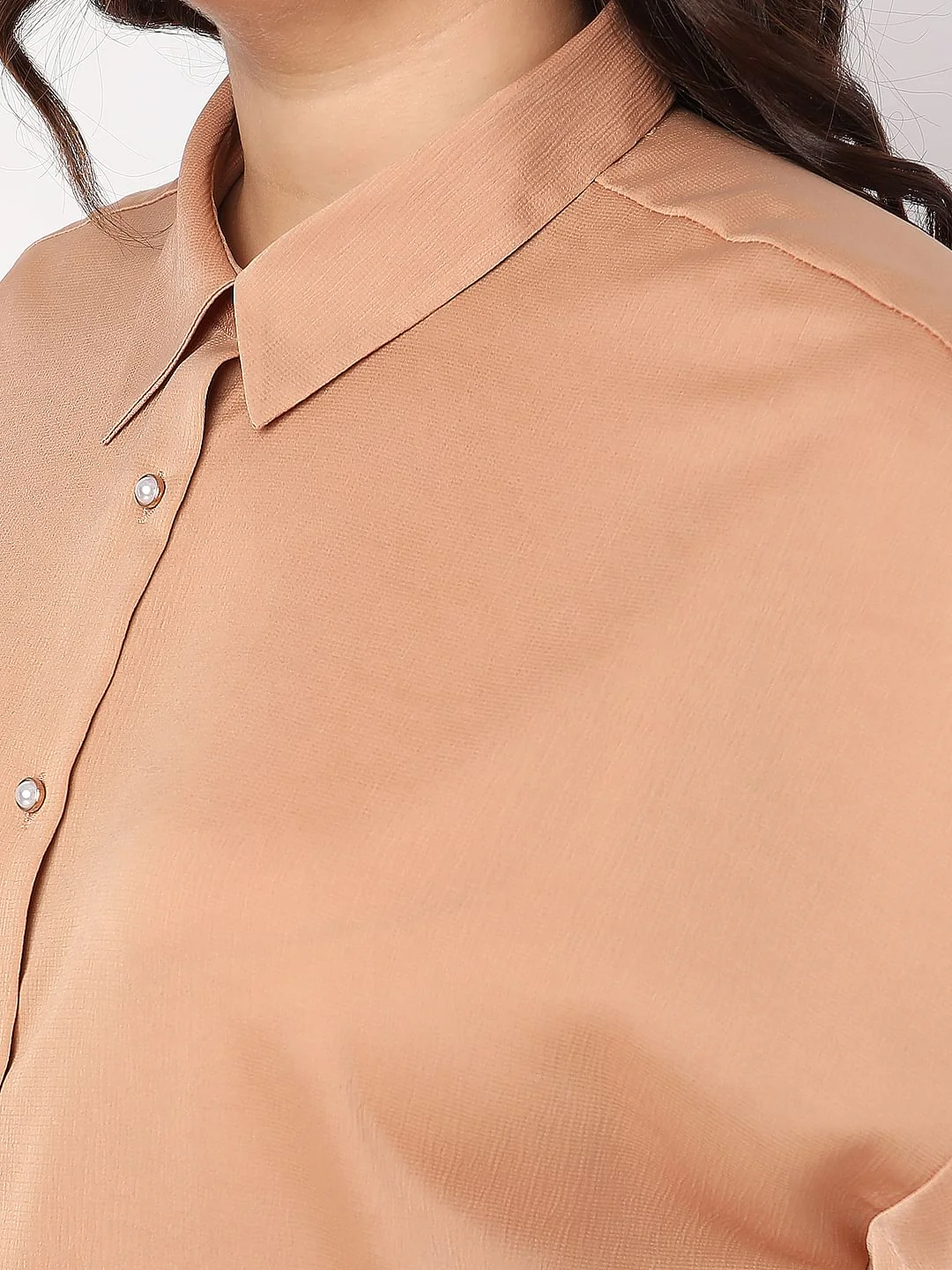Curve Brown Satin Co-Ord Shirt - Image 8