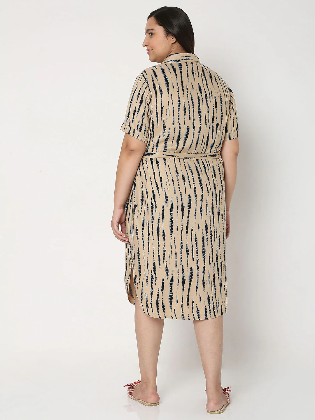 Curve Beige Tie Dye Shirt Dress - Image 4