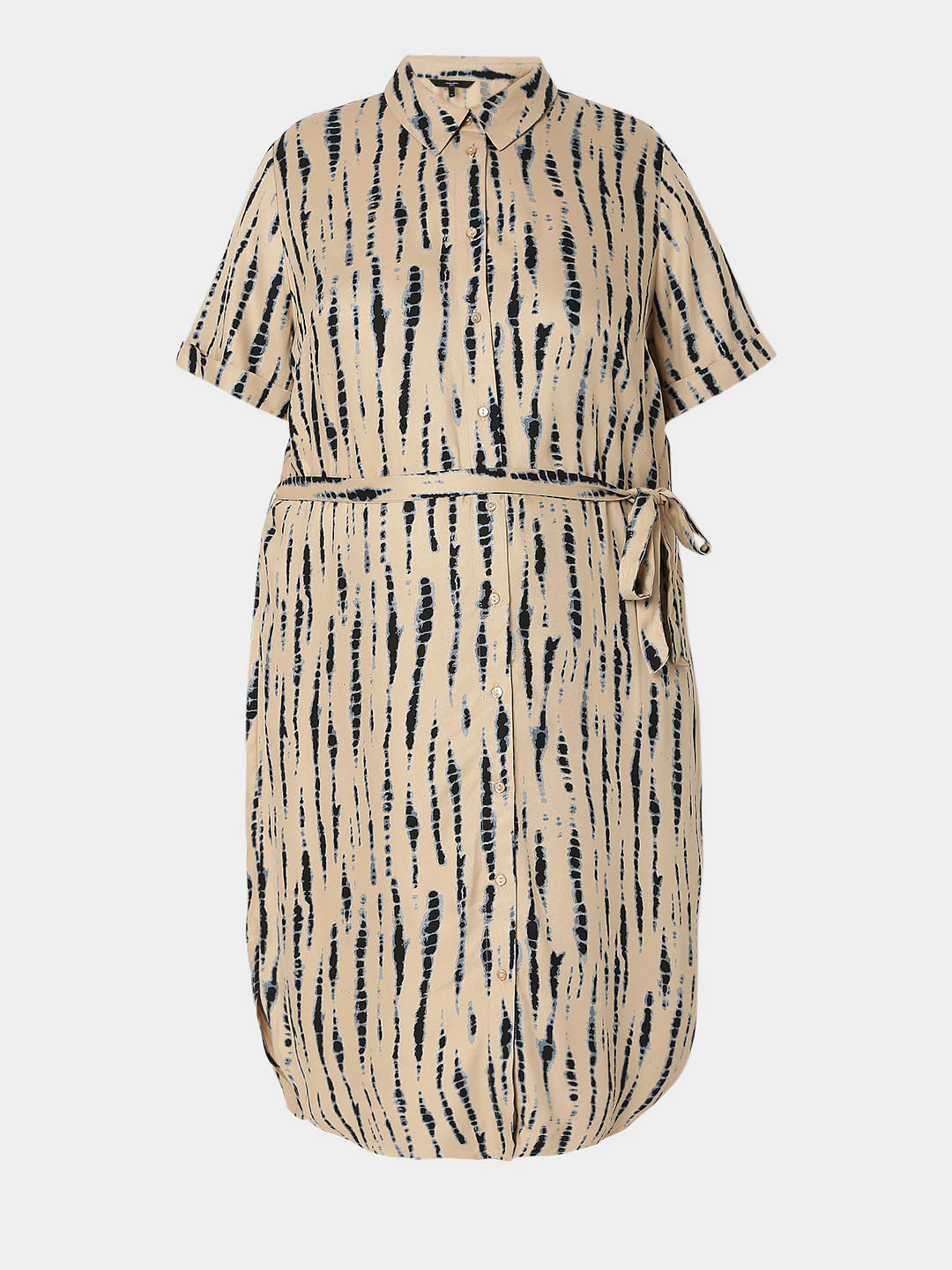 Curve Beige Tie Dye Shirt Dress - Image 6