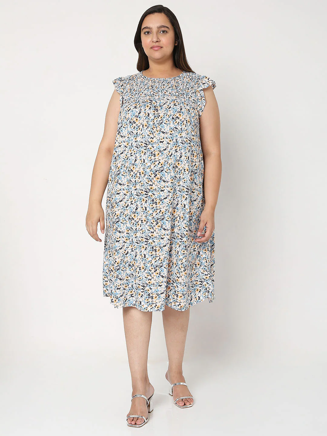 Curve Blue Floral Shift Dress - Image 2