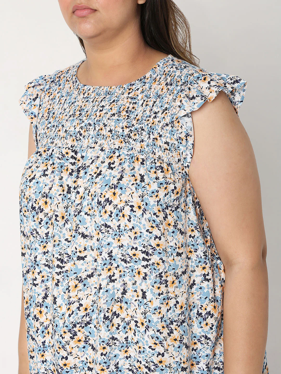 Curve Blue Floral Shift Dress - Image 5