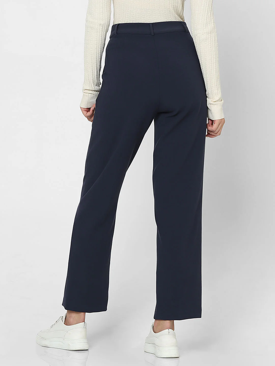 Navy Blue High Rise Straight Fit Pants - Image 4