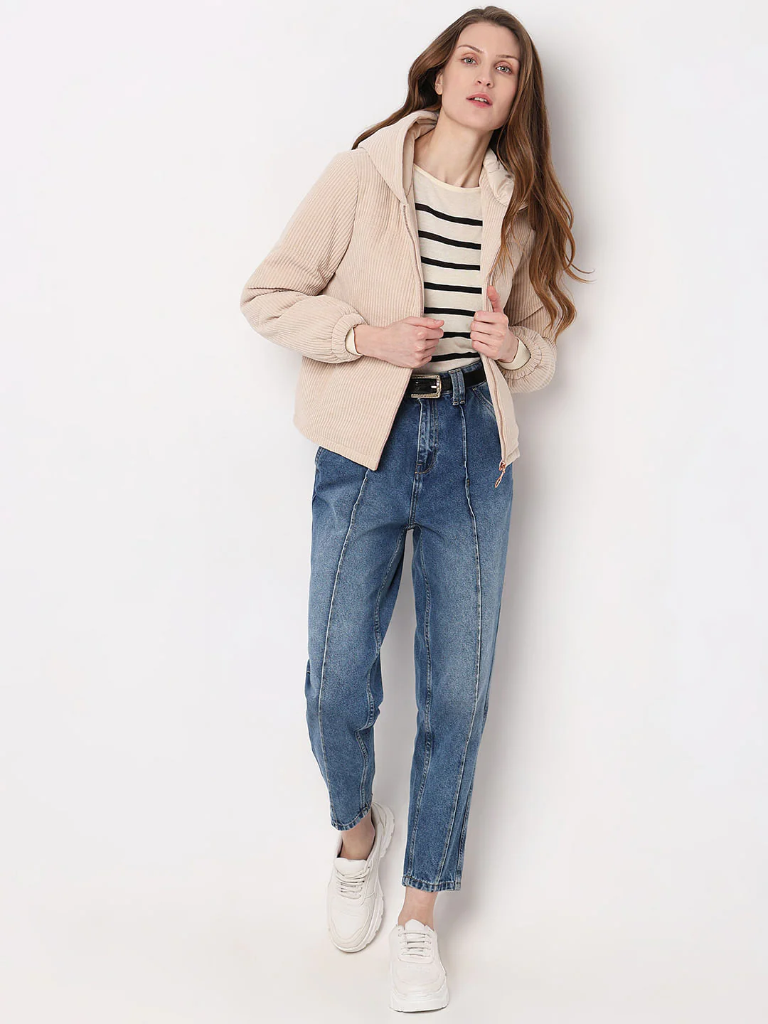 Beige Corduroy Hooded Jacket - Image 5