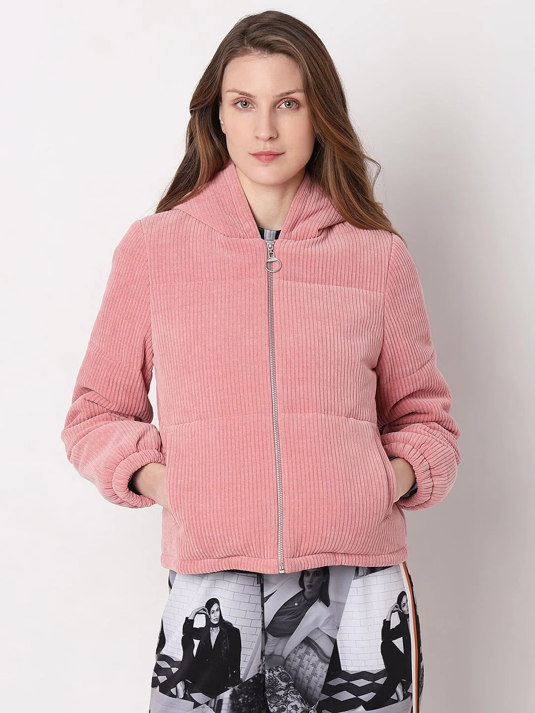 Pink Corduroy Hooded Jacket - Image 2
