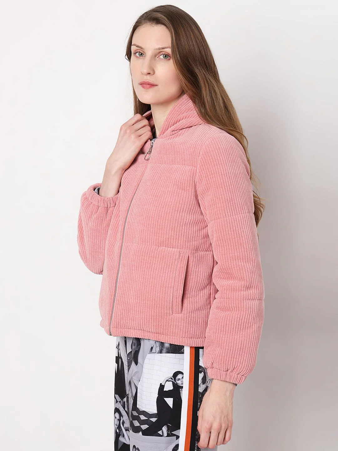 Pink Corduroy Hooded Jacket - Image 3