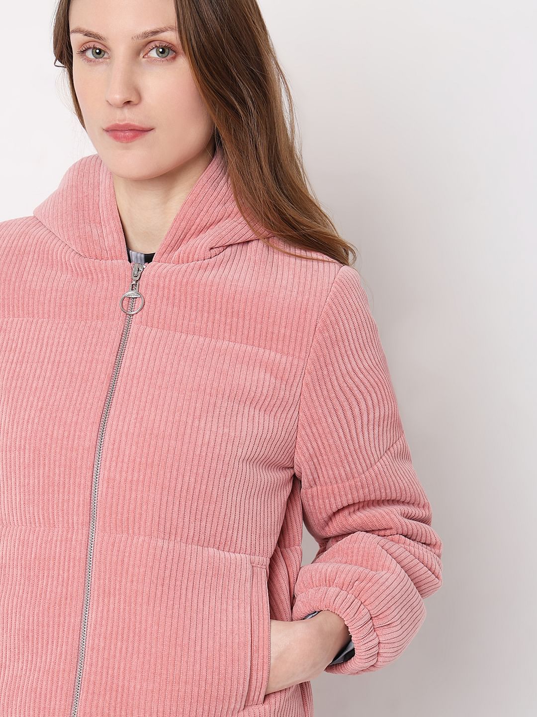 Pink Corduroy Hooded Jacket - Image 6