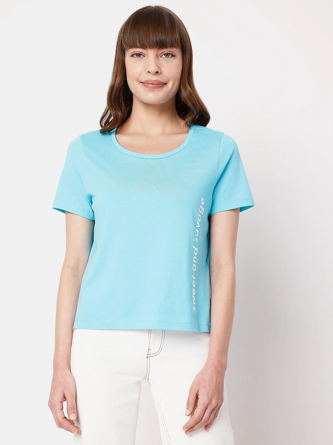 Blue Placement Print T-Shirt - Image 2