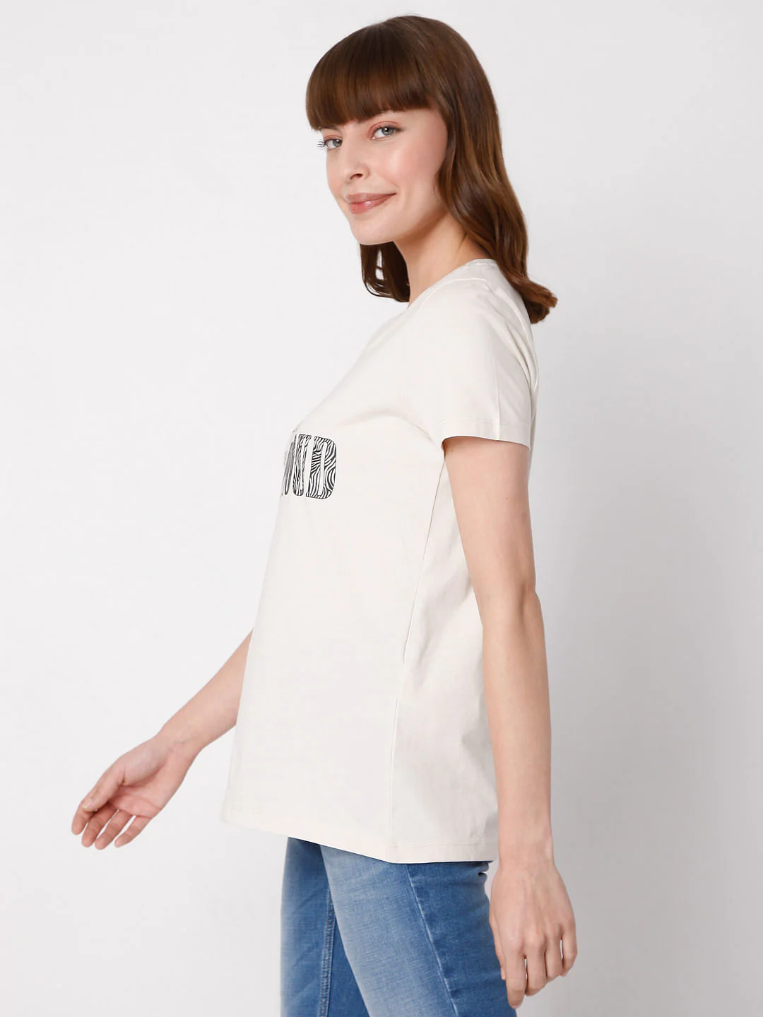 Beige Slogan Print T-Shirt - Image 3