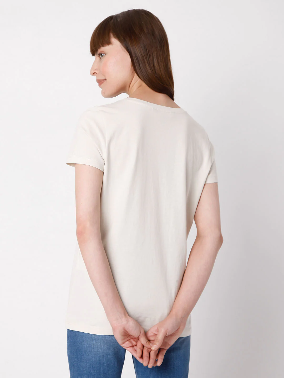 Beige Slogan Print T-Shirt - Image 4