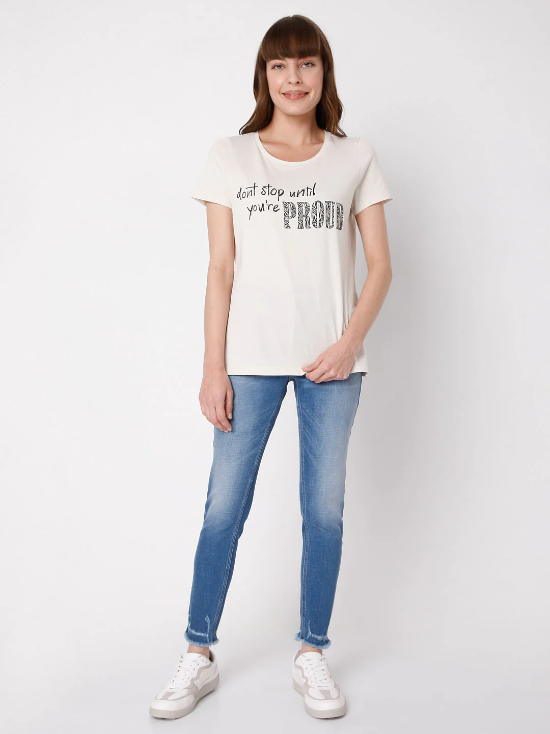 Beige Slogan Print T-Shirt - Image 5