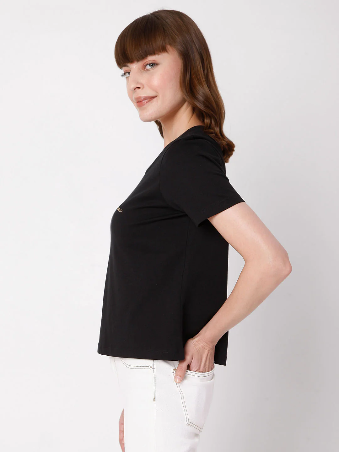 Black Slogan Print T-Shirt - Image 3