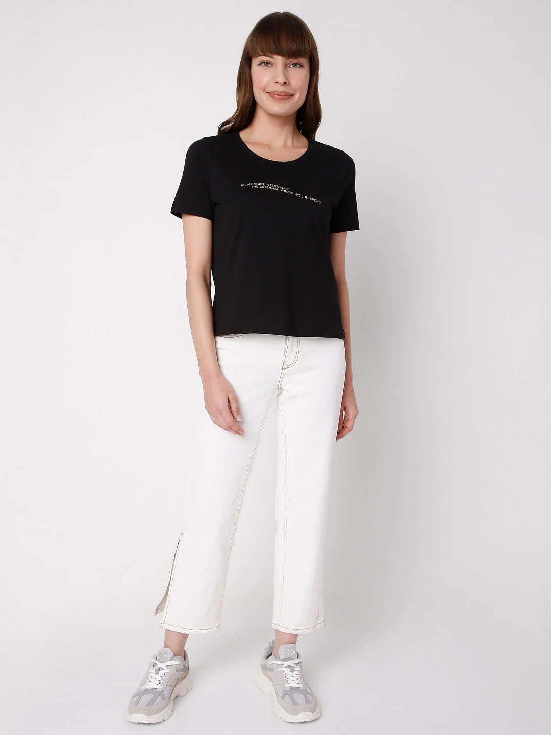 Black Slogan Print T-Shirt - Image 4