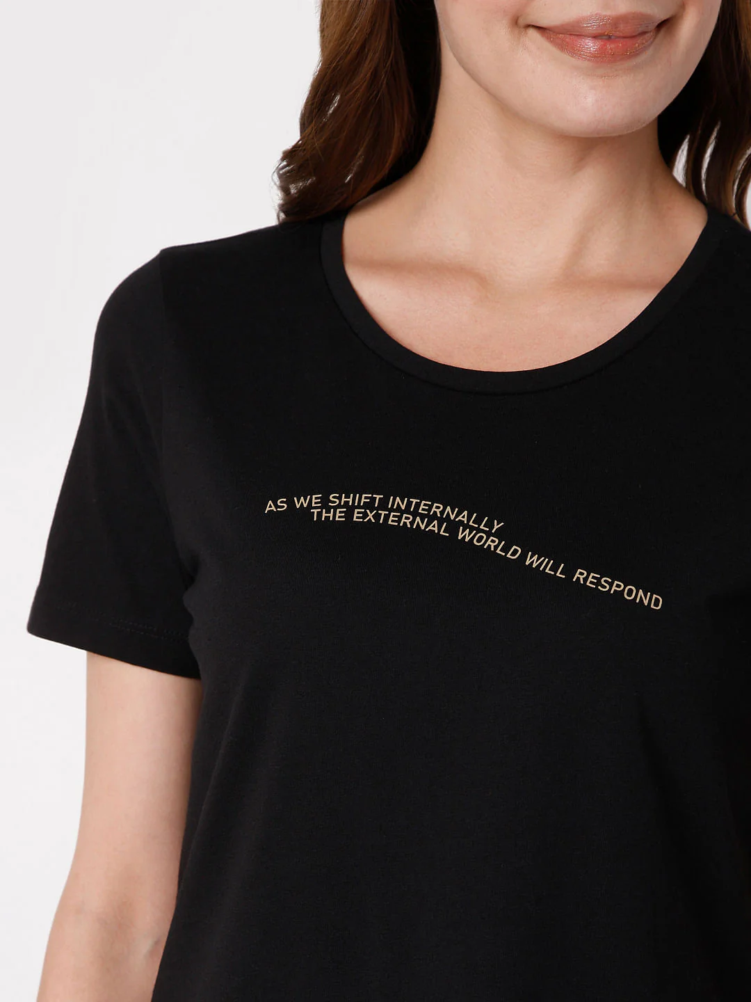 Black Slogan Print T-Shirt - Image 5