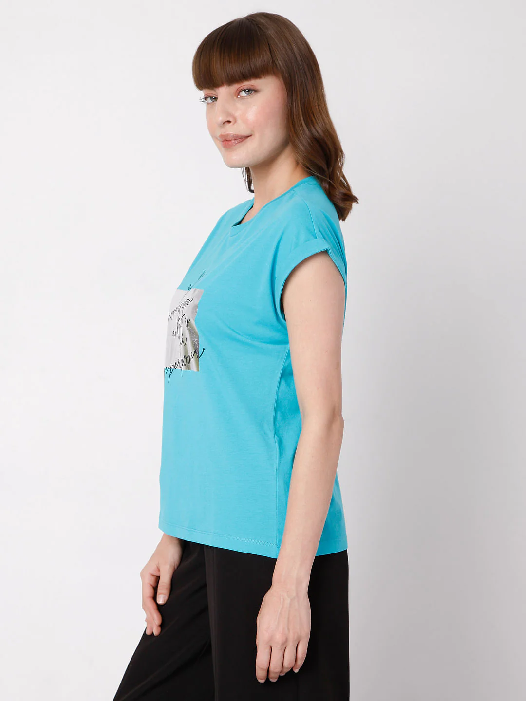 Blue Slogan Print T-Shirt - Image 3