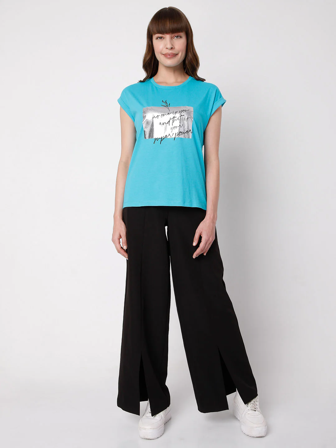 Blue Slogan Print T-Shirt - Image 5