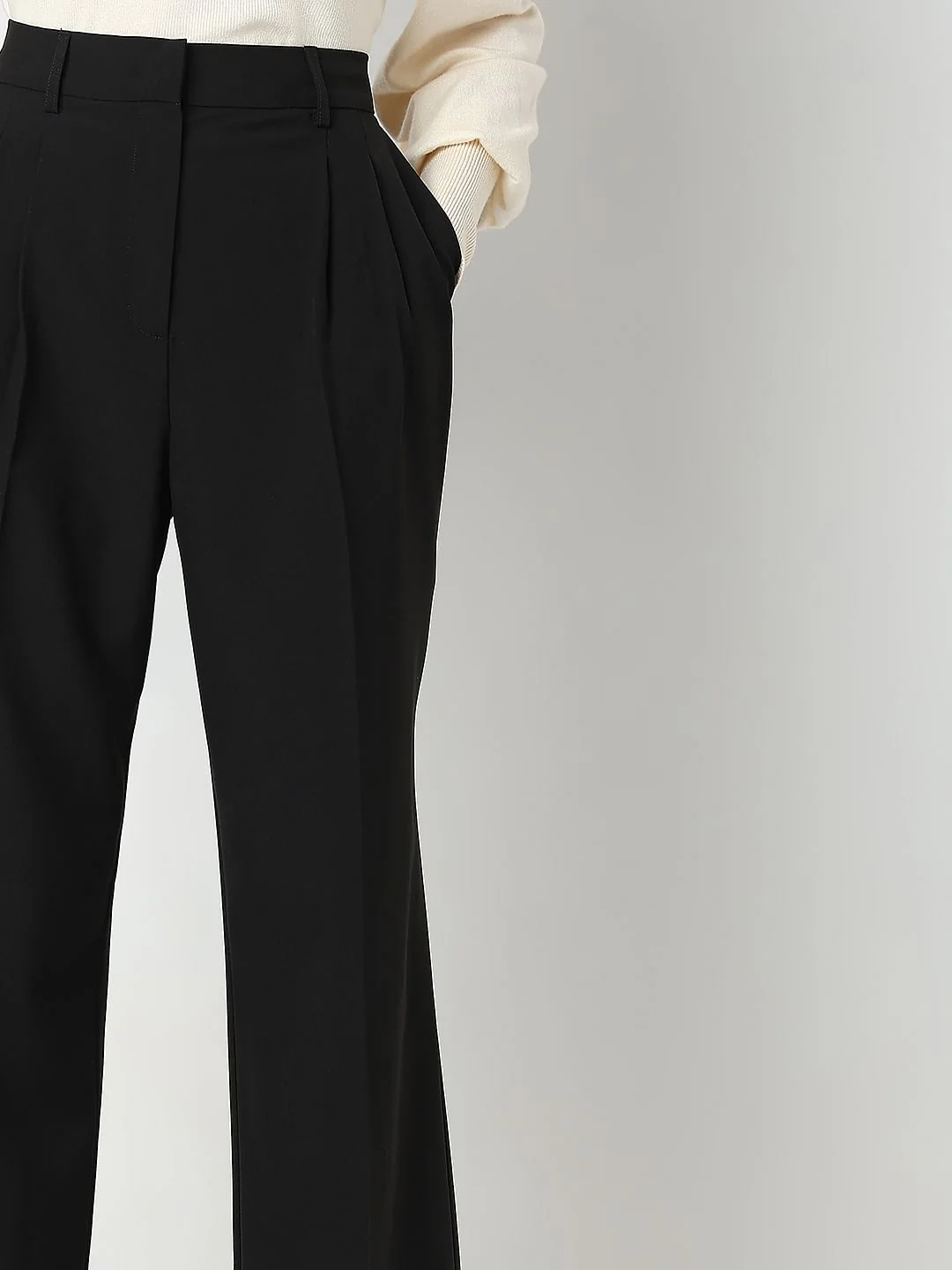 Black Mid Rise Wide Leg Dad Pants - Image 6