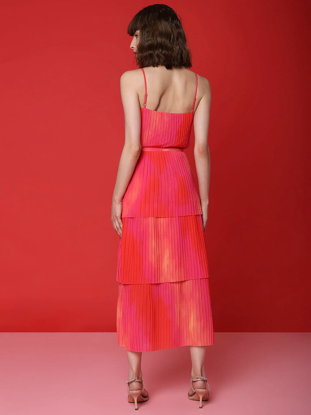 Marquee Orange Ombre Tiered Midi Dress - Image 4