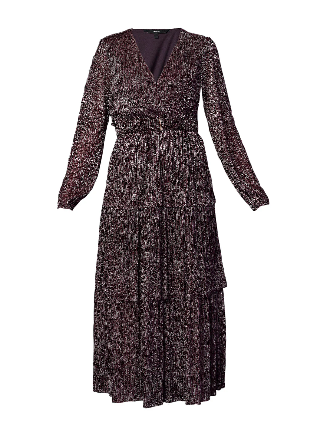 Marquee Purple Tiered Lurex Midi Dress - Image 6