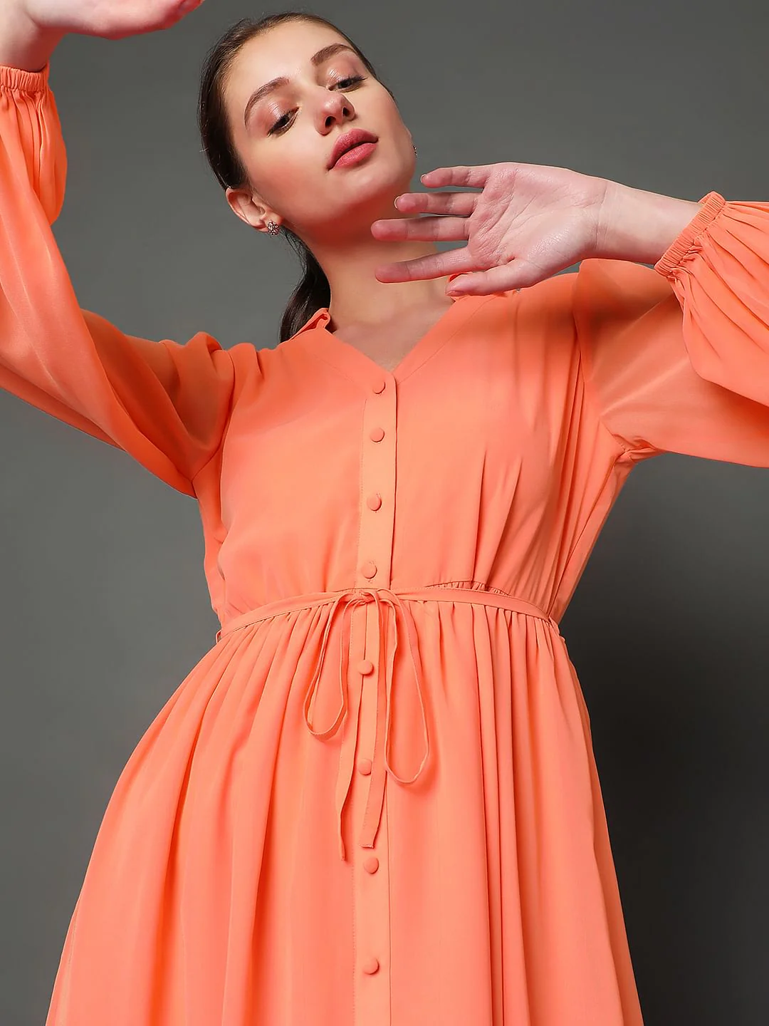 Coral Midi Shirt Dress - Image 4
