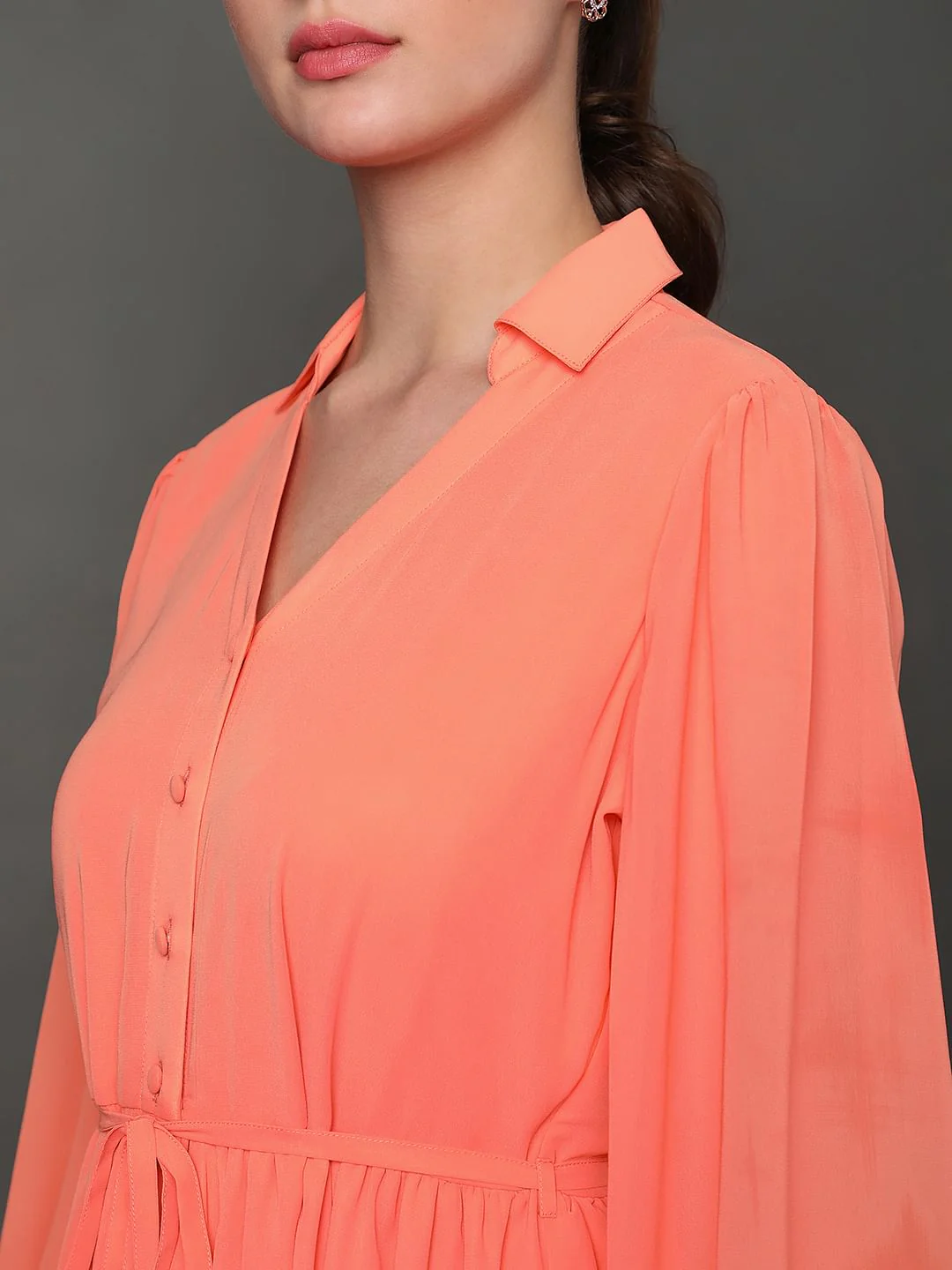 Coral Midi Shirt Dress - Image 6