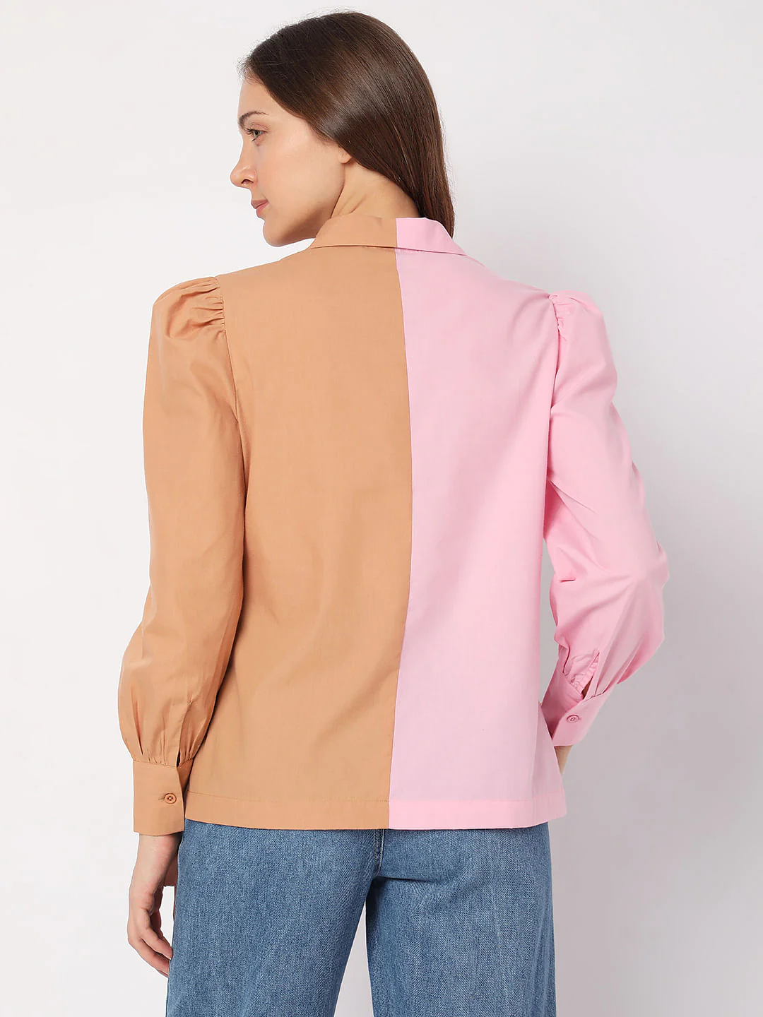Beige Colourblocked Shirt - Image 4