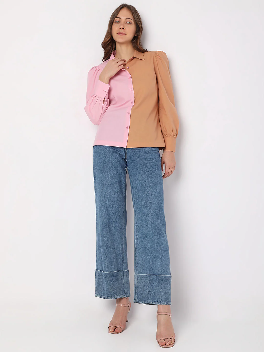 Beige Colourblocked Shirt - Image 5