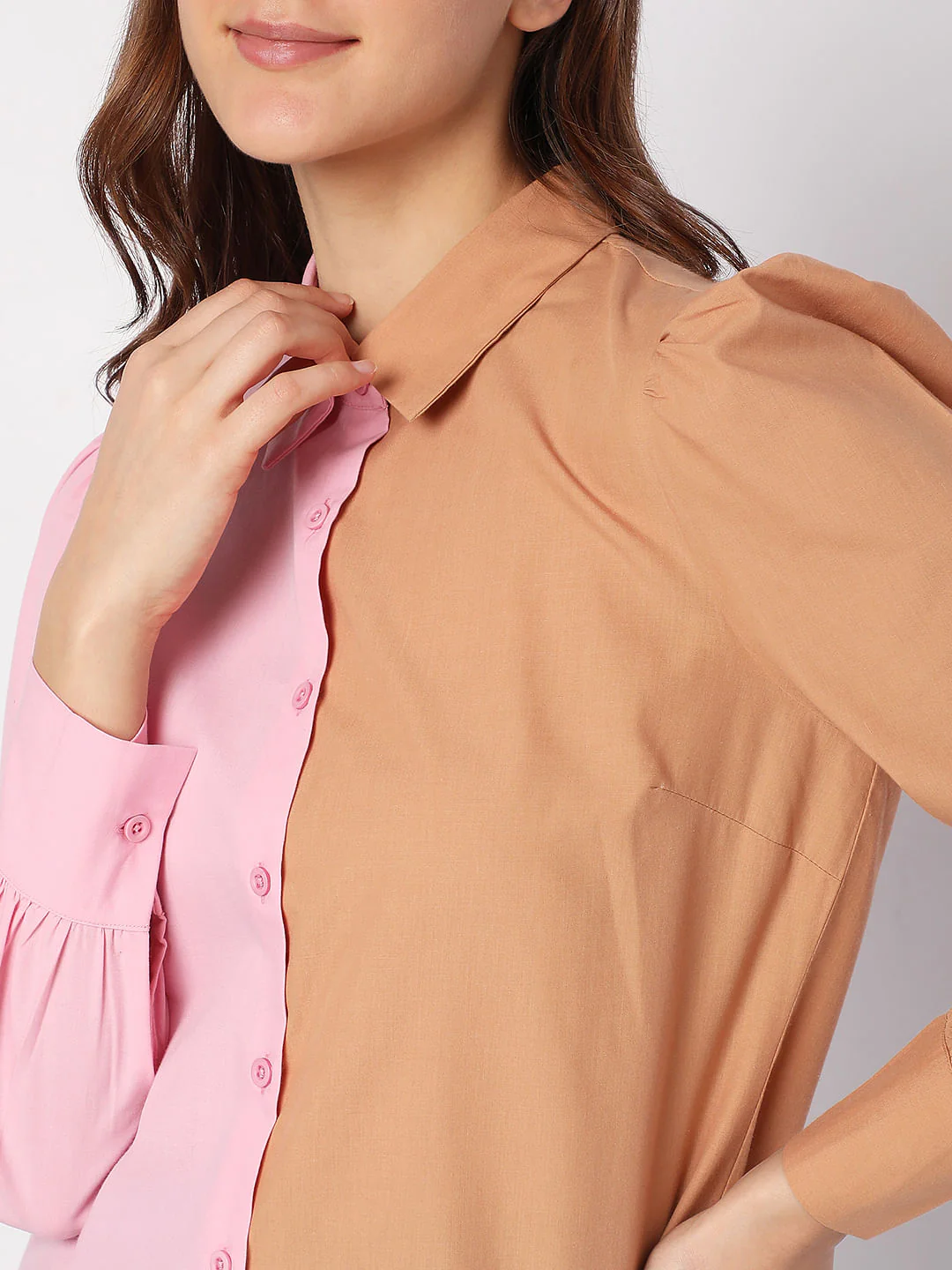 Beige Colourblocked Shirt - Image 6
