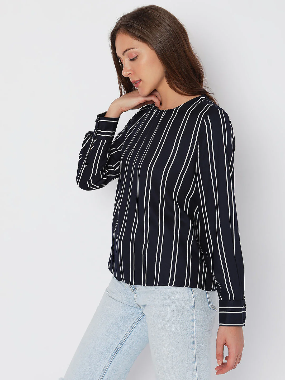 Navy Blue Striped Top - Image 3