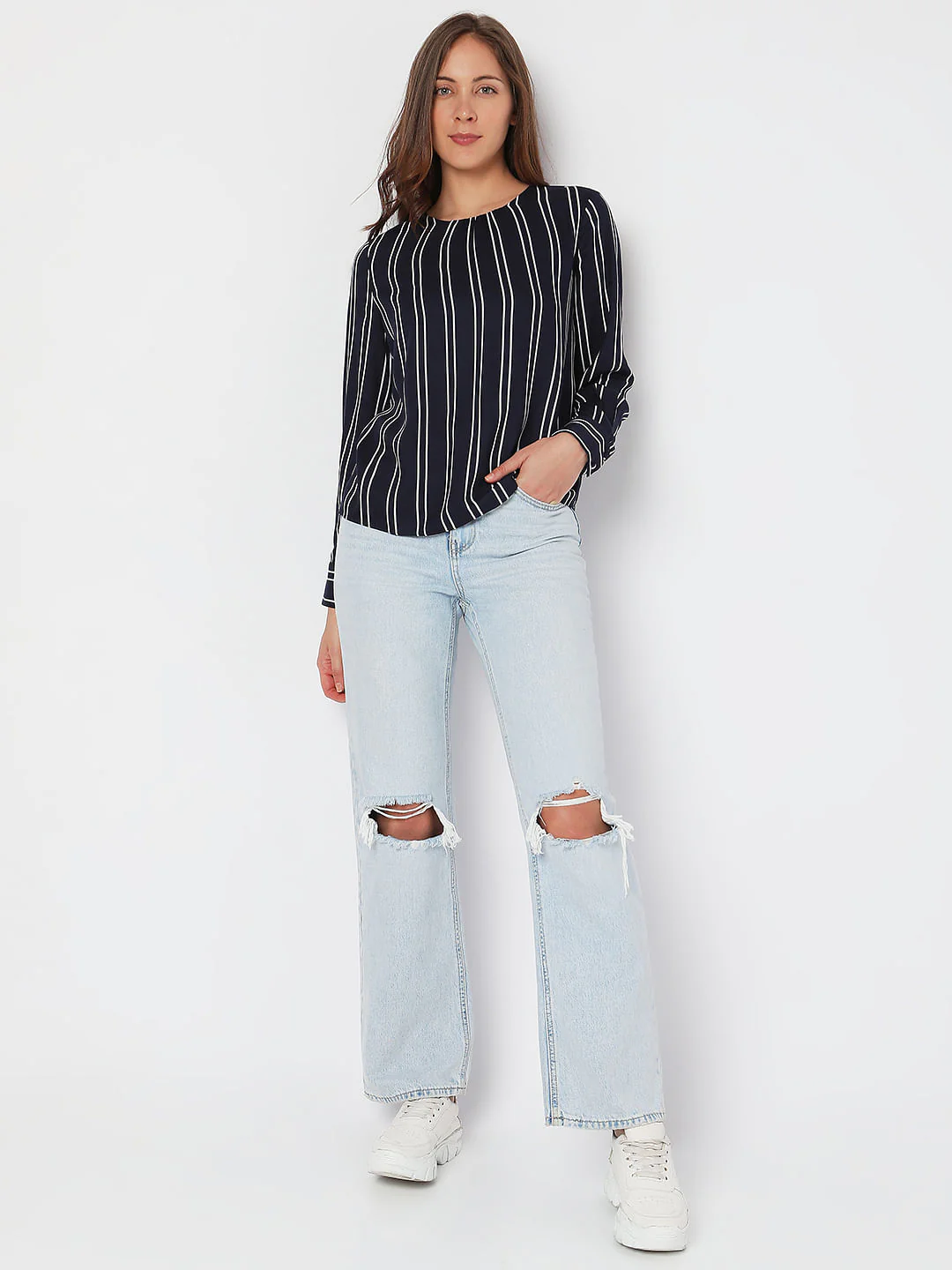 Navy Blue Striped Top - Image 5