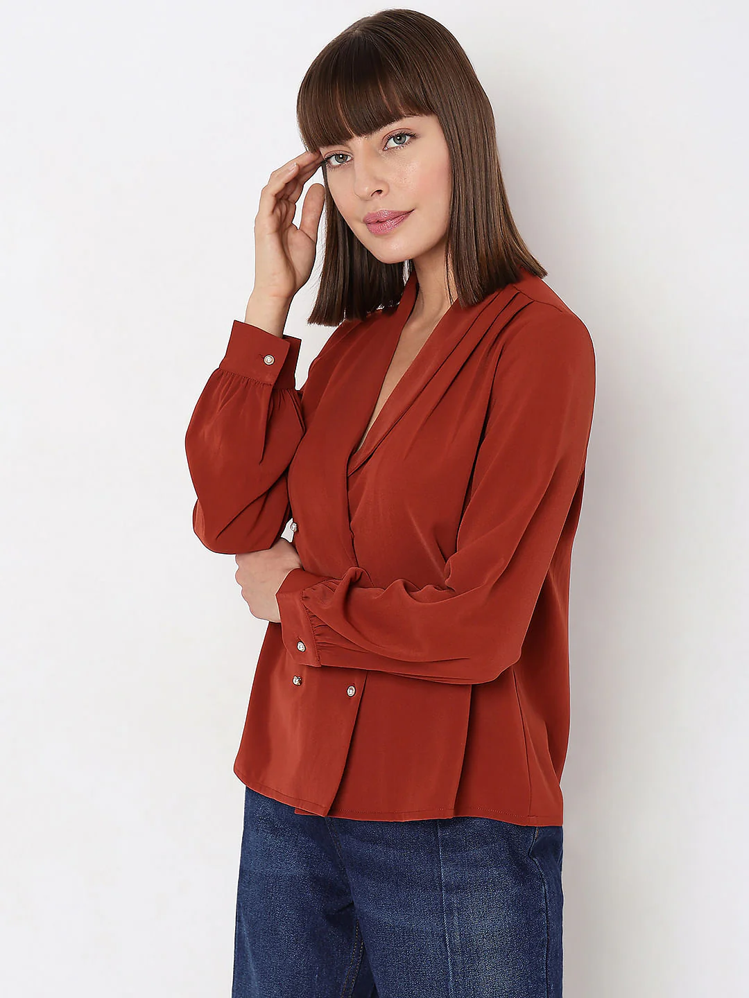 Brick Red Full Sleeves Top - Image 3