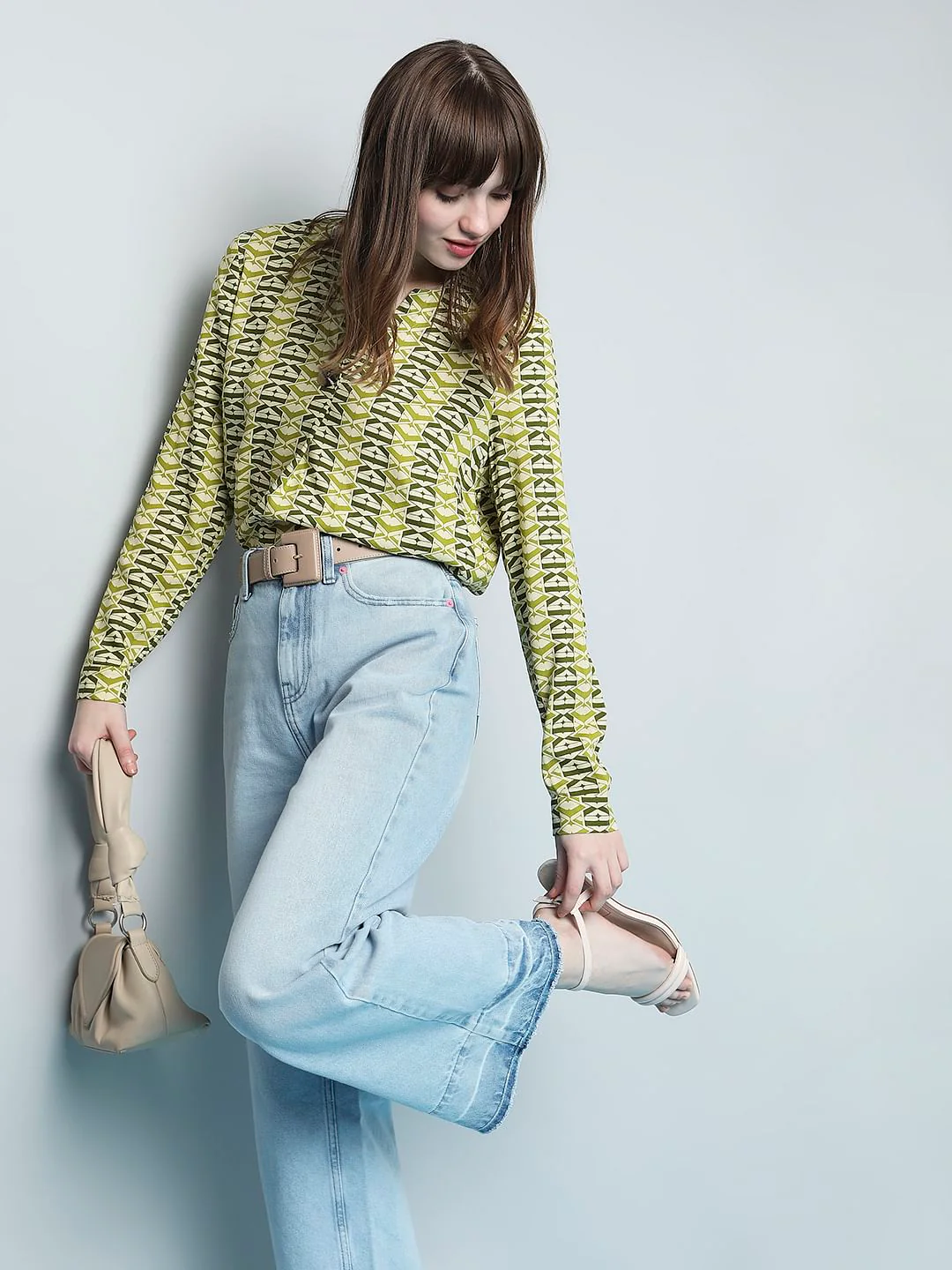 Green Printed Top