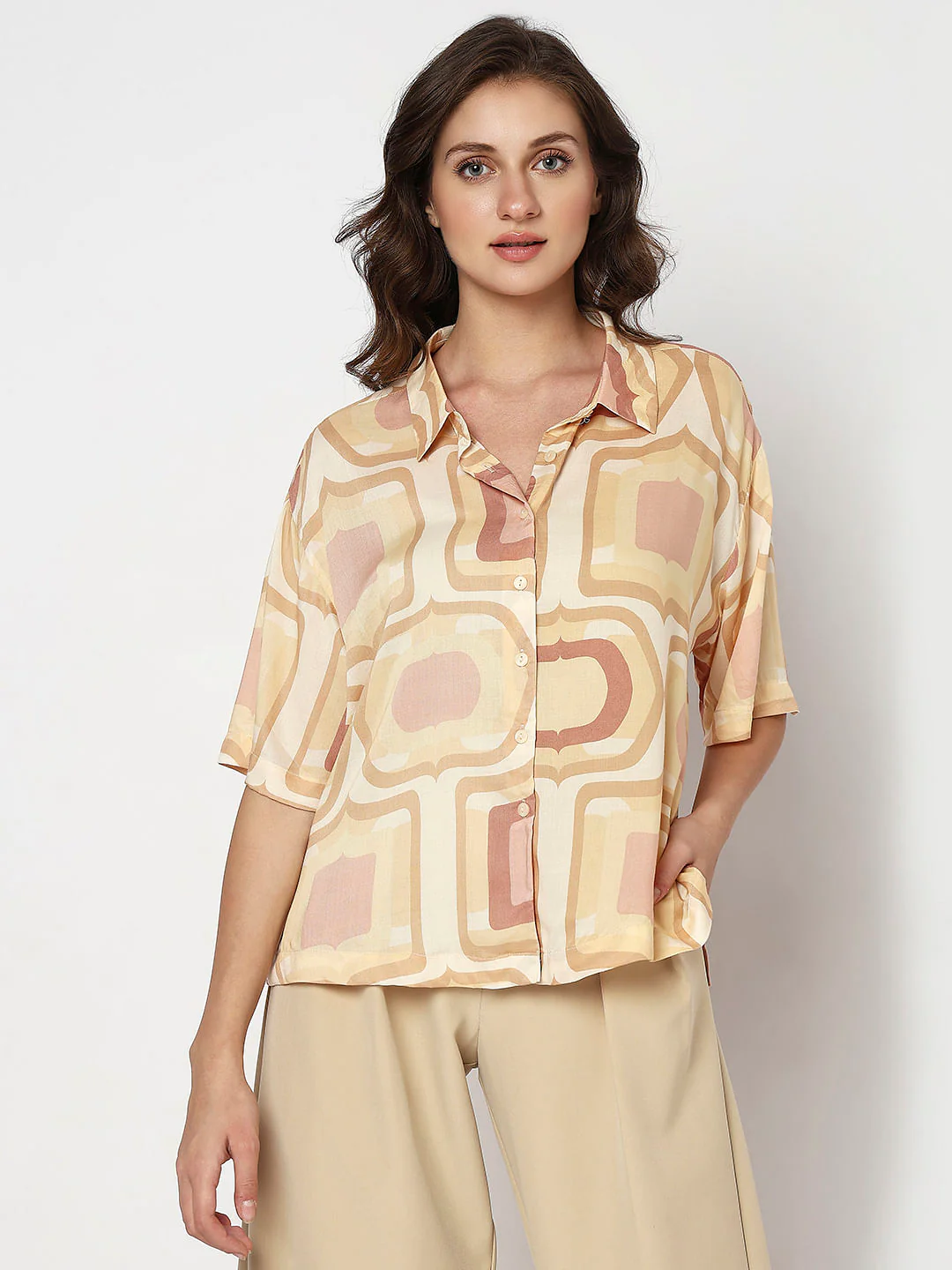 Brown Printed Shirt - Image 2