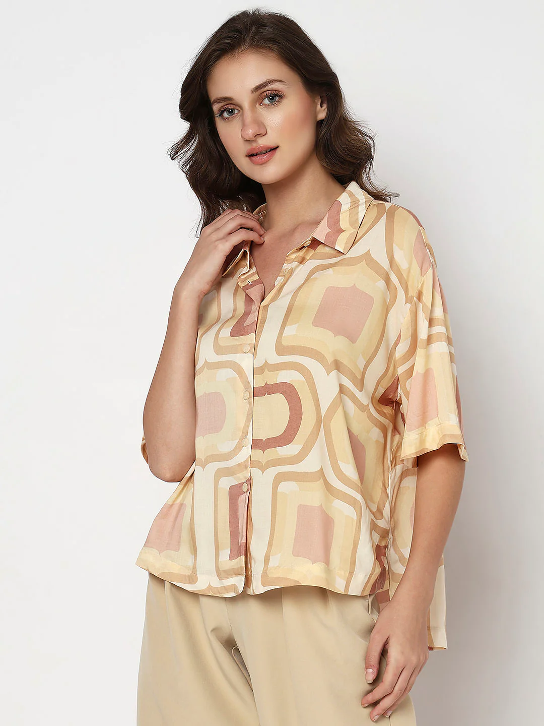 Brown Printed Shirt - Image 3