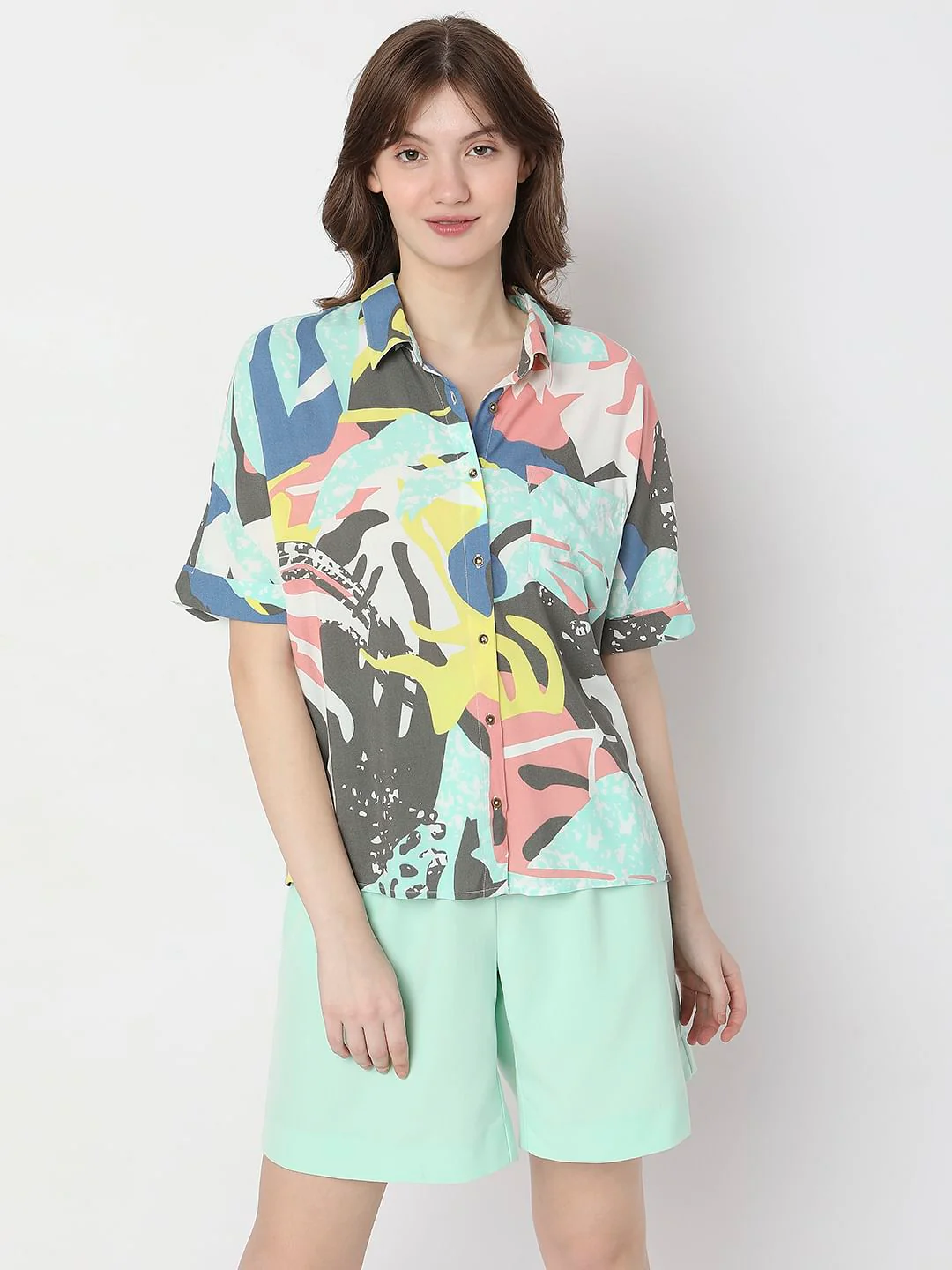 White Abstract Print Shirt - Image 2