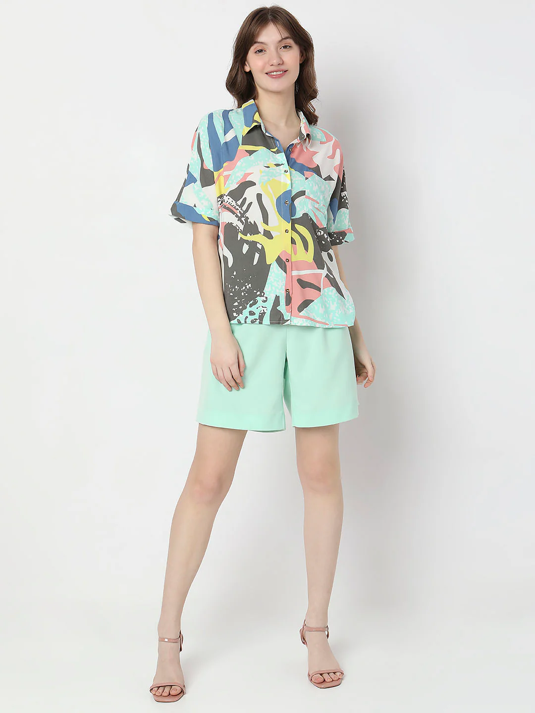 White Abstract Print Shirt - Image 5