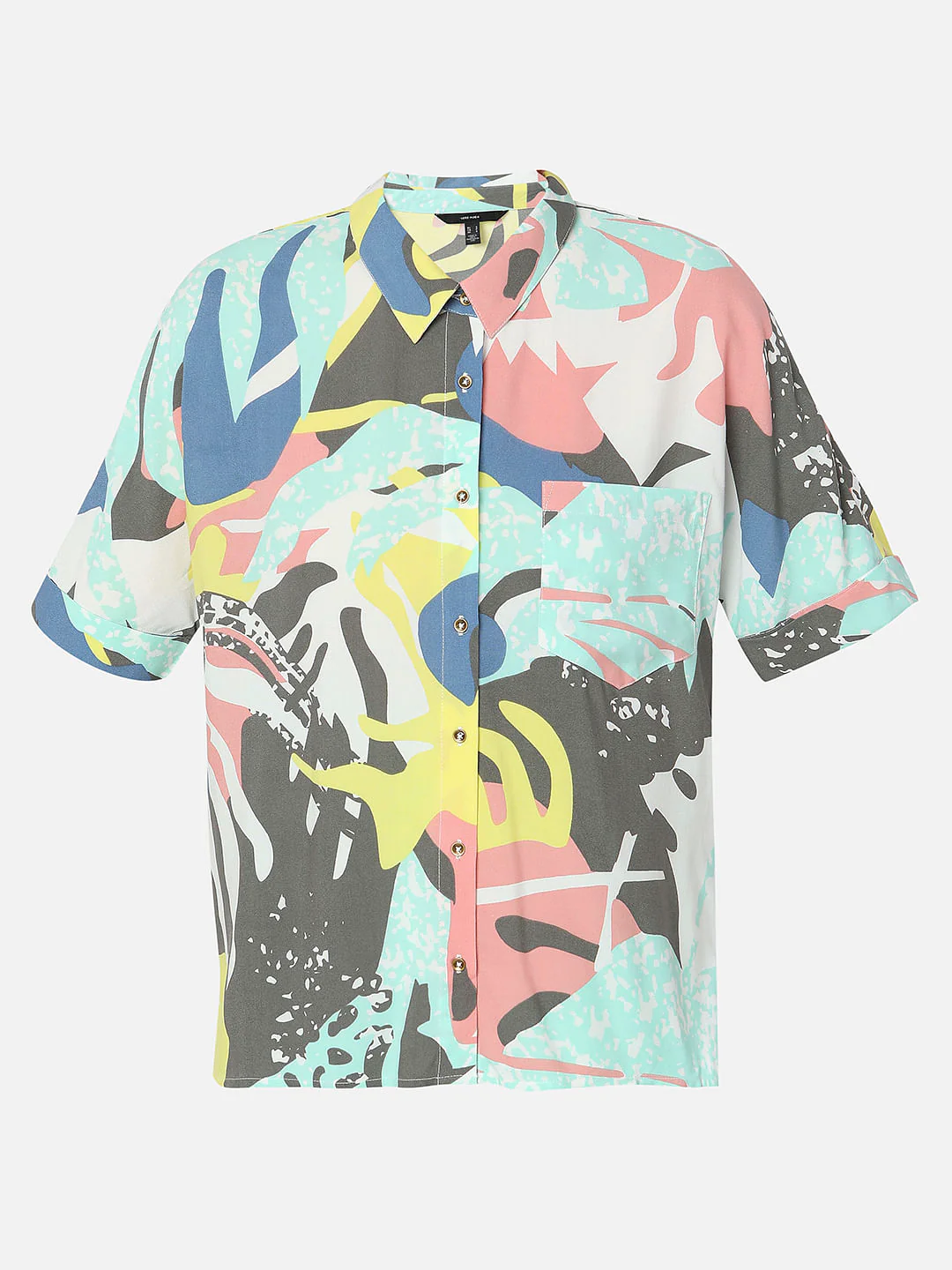 White Abstract Print Shirt - Image 7