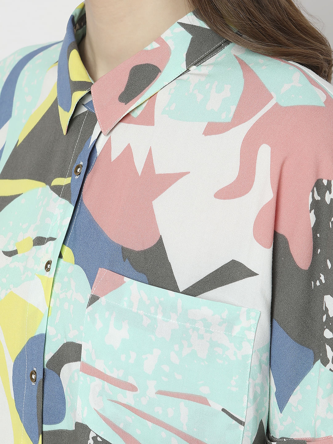White Abstract Print Shirt - Image 8