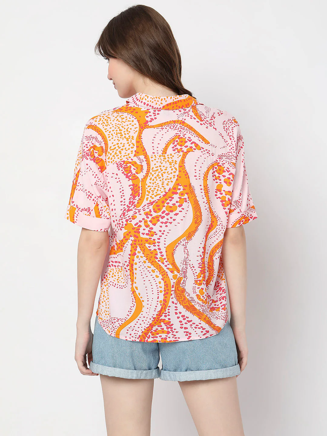 Pink Abstract Print Casual Shirt - Image 4