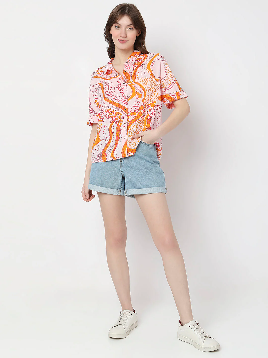 Pink Abstract Print Casual Shirt - Image 5