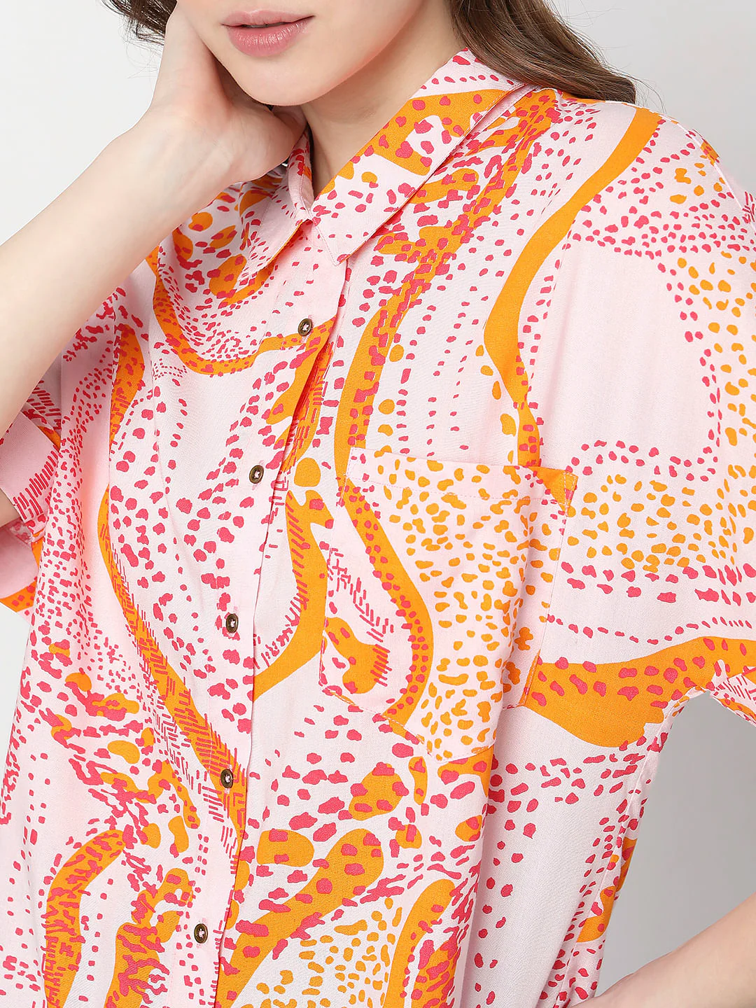 Pink Abstract Print Casual Shirt - Image 6