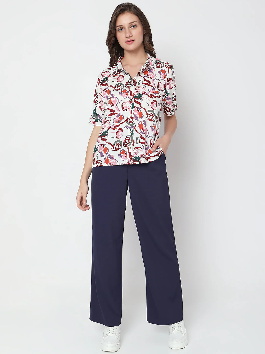 White Floral Printed Shirt - Image 5